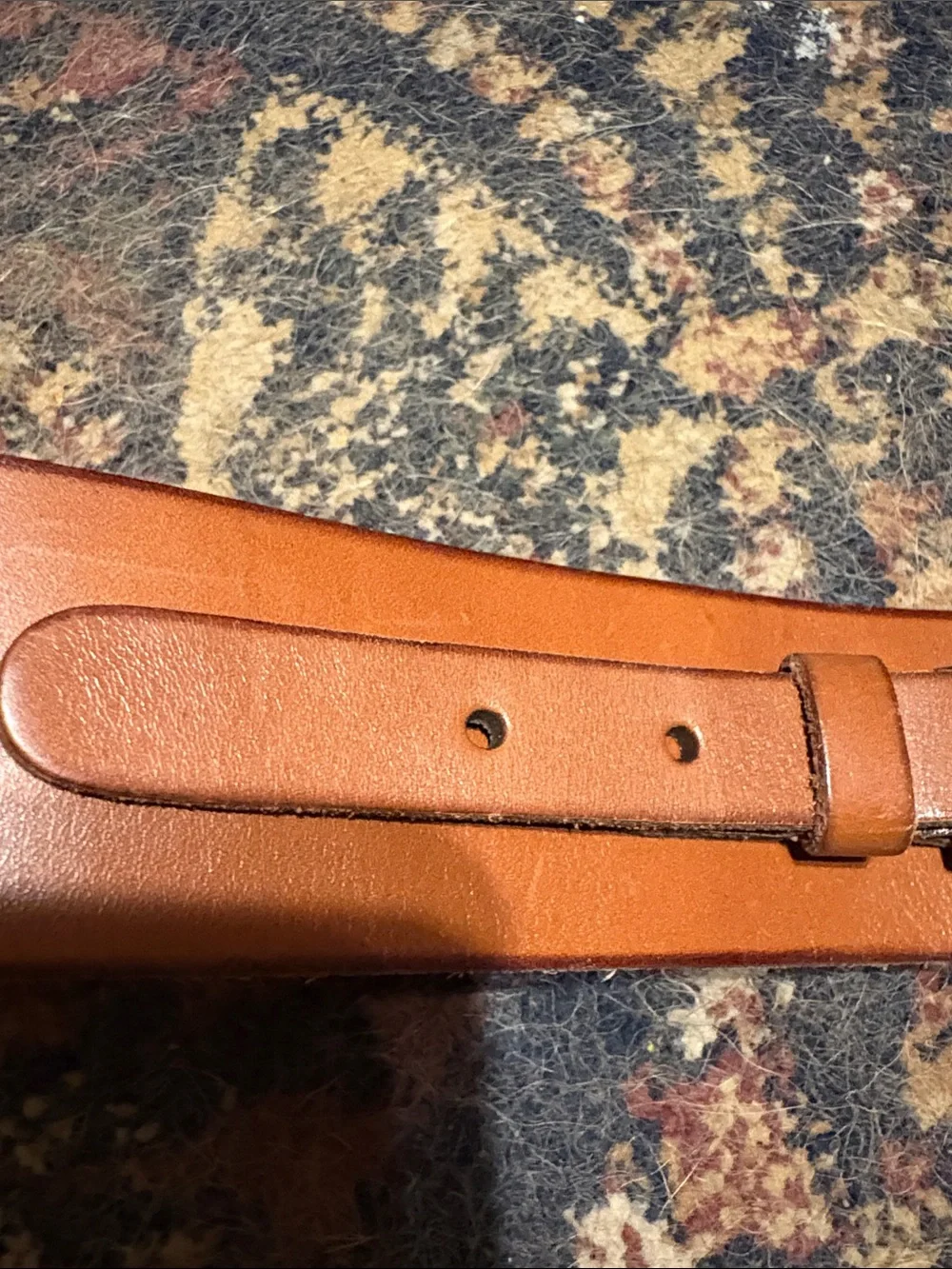 Men's Tan Leather Belt with Brass Buckle